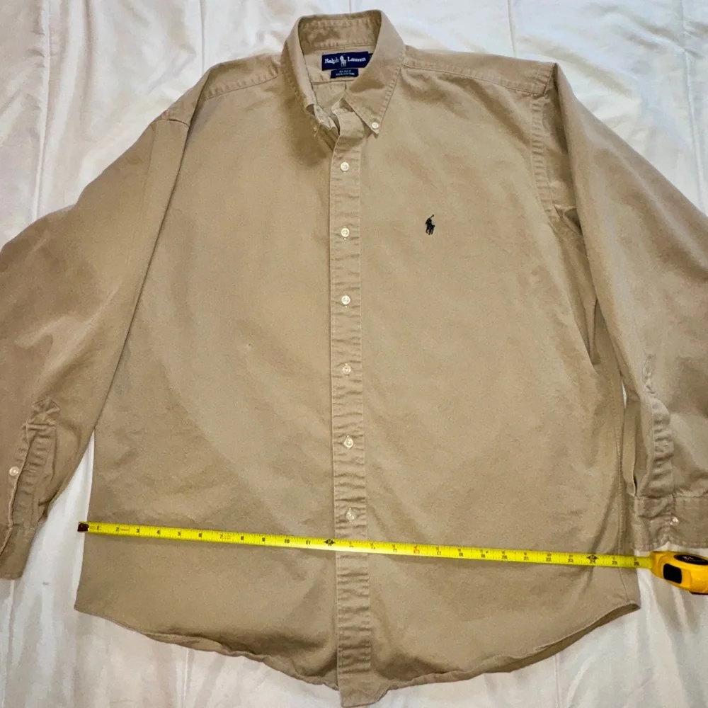 Polo by Ralph Lauren Khaki Button-Down Oxford Shirt with Embroidered Pony - Picture 1 of 3